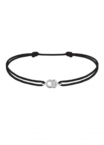 Bracelet cordon Edition Spéciale noir carbone 2 sertis blancs en or blanc - vue 1 - Courbet
