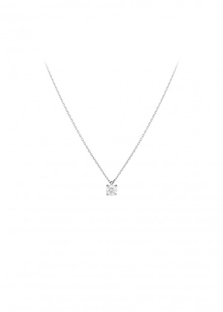Collier quatre griffes - Or blanc 18K (2,00 g), diamant 0,20 ct - Courbet
