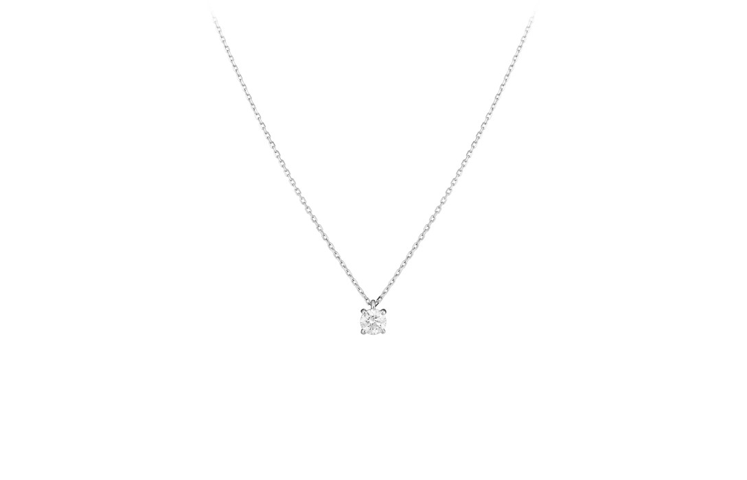 Collier quatre griffes - Or blanc 18K (2,00 g), diamant 0,20 ct - Courbet