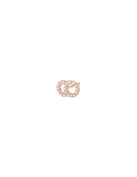 Mono boucle d'oreille puce CELESTE PM pavée en or rose - Face - Courbet