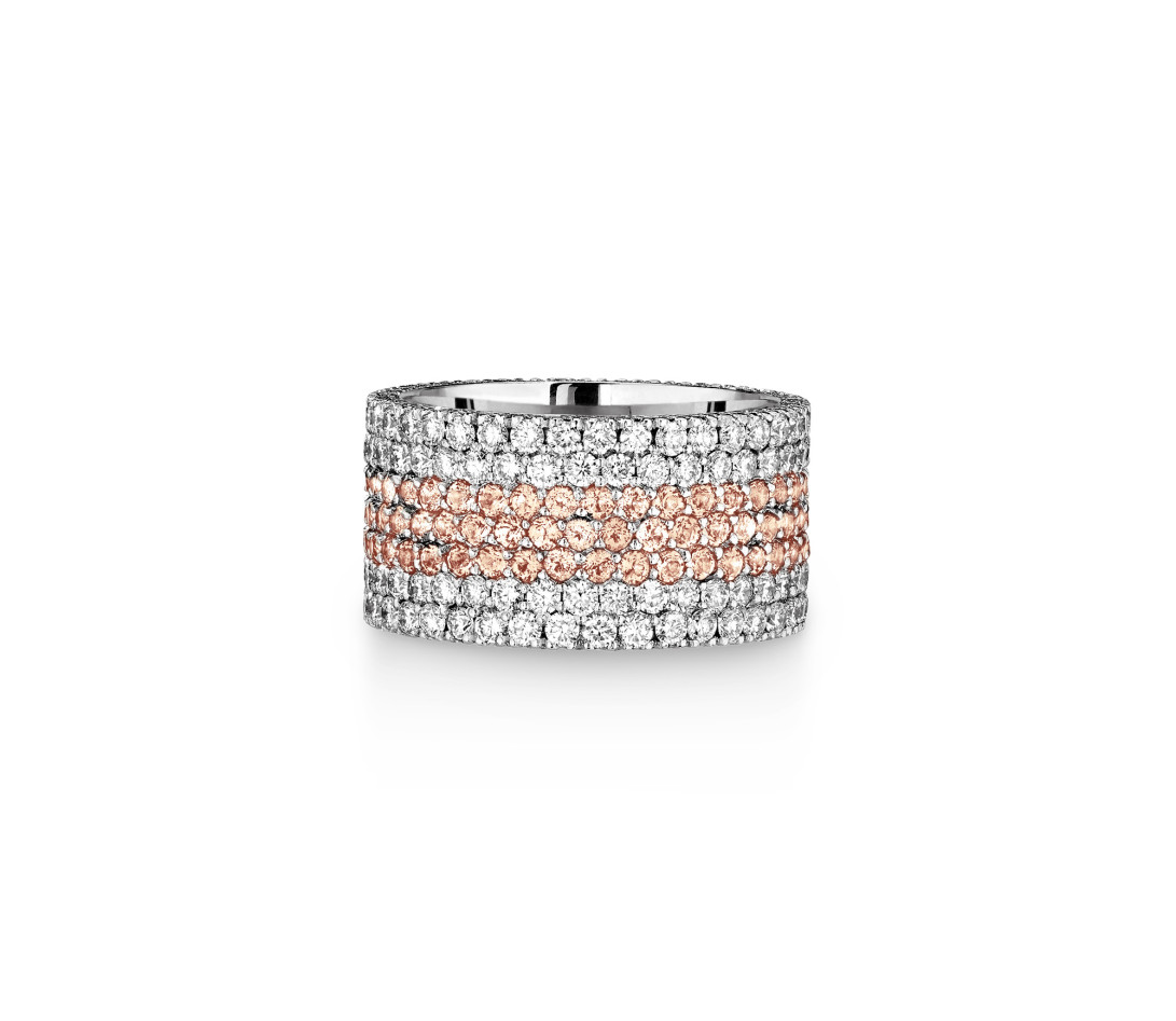 Bague TENNIS pavée orange et blanc en or blanc _ COURBET