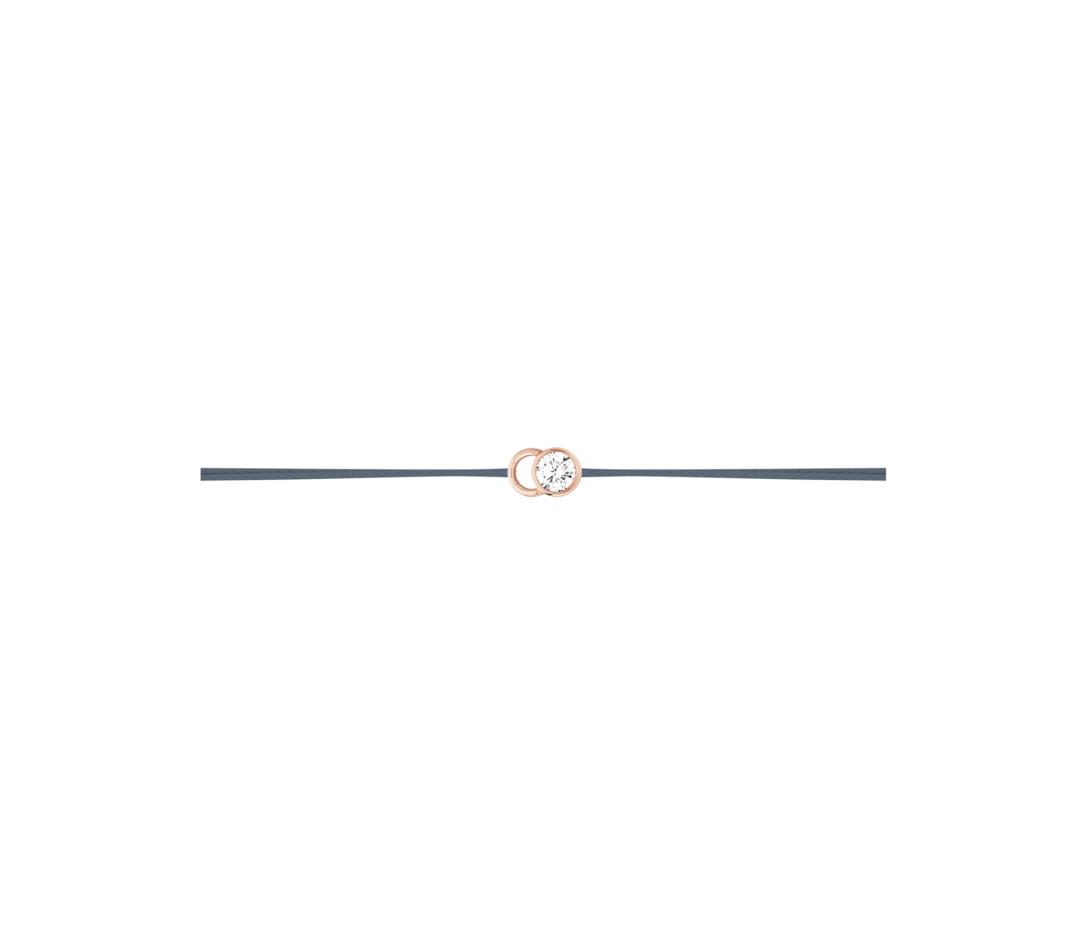 Bracelet cordon LET'S COMMIT bleu orage en or rose - Profil